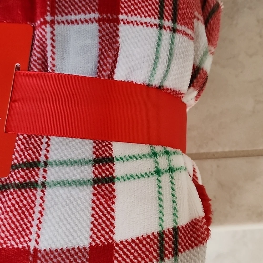 🎄🎅 HOLIDAY LANE Red/Green PLAID SHERPA CHRISTMAS THROW 🎅🎄
